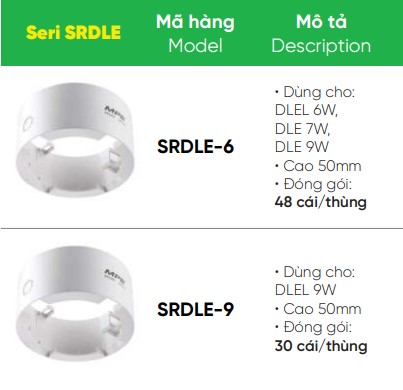Tổng hợp khung lắp nổi downlight DLE 9W MPE, 12W,...