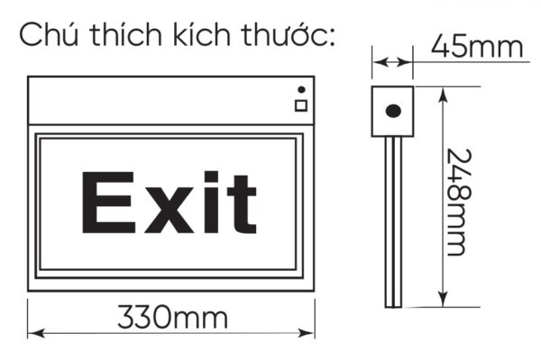 Kích thước đèn led exit đa năng 3W MPE EX2/M