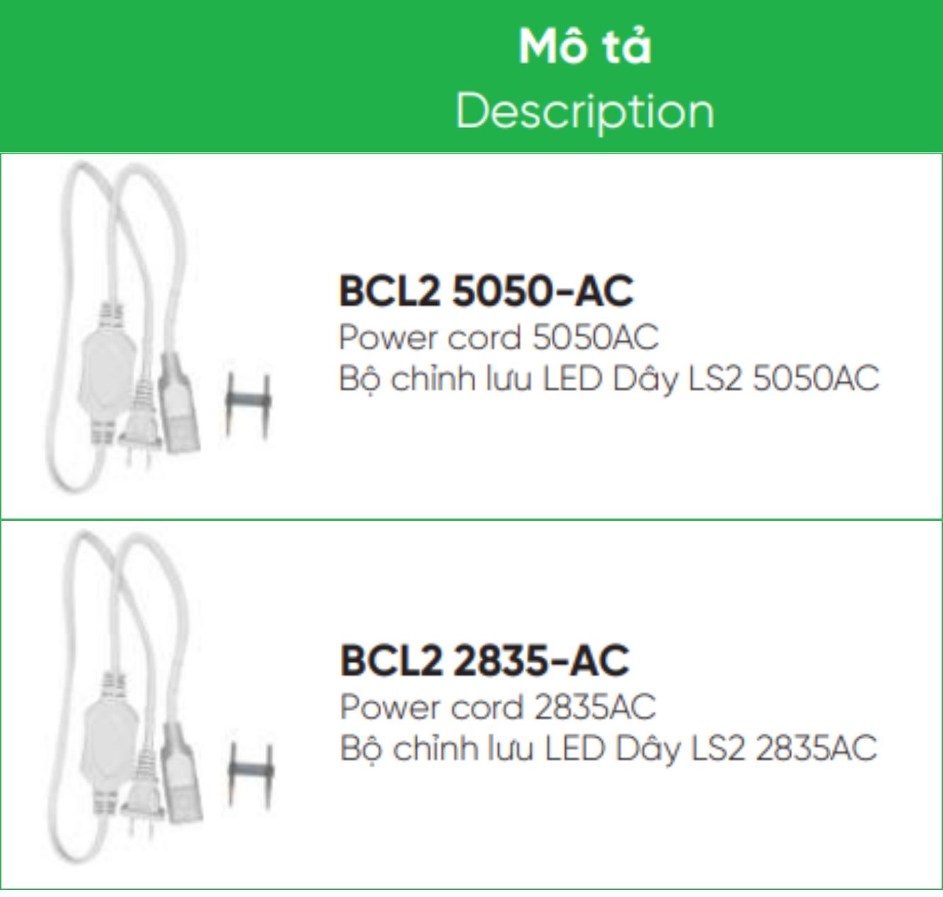 Bộ chỉnh lưu led dây MPE BCL2 5050-AC 2 Bộ chỉnh lưu led dây MPE BCL2 5050-AC, 2835AC MPE