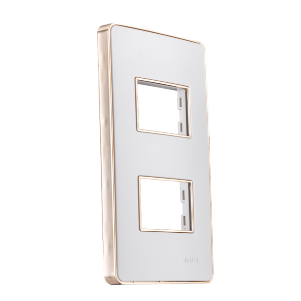 Mặt công tắc A60 cho 2 thiết bị MPE A602G - Viền vàng 2 Mặt công tắc A60 cho 2 thiết bị MPE A602G
