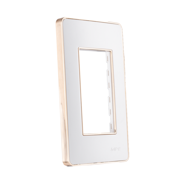 Mặt công tắc A60 cho 3 thiết bị MPE A603G - Viền vàng 2 Mặt công tắc A60 cho 3 thiết bị MPE A603G