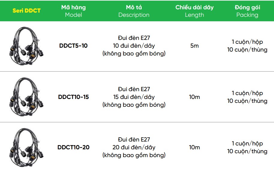 Dây đui đèn E27 MPE DDCT5-10 trang trí ngoài trời 3 Tổng hợp đây đui đèn E27 MPE DDCT5-10