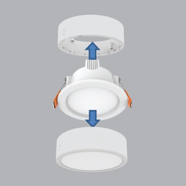 Đèn led downlight DLE 12W MPE DLE-12/3C 3 màu 3 Lắp khung gắn nổi vào đèn led downlight DLE 12W MPE