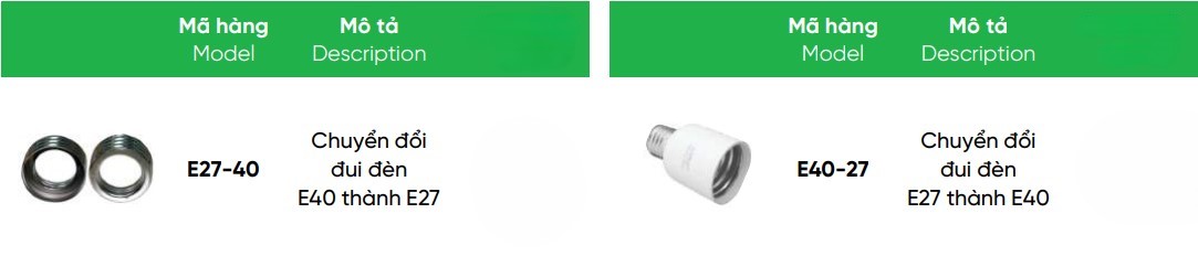Đui đèn chuyển đổi E27-40 MPE 3 Tổng hợp đui đèn chuyển đổi MPE