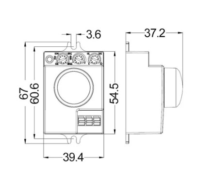 Thiết bị cảm biến chuyển động 200W MPE MWS2-NT Microwave 2 Kích thước thiết bị cảm biến chuyển động 200W MPE MWS2-NT