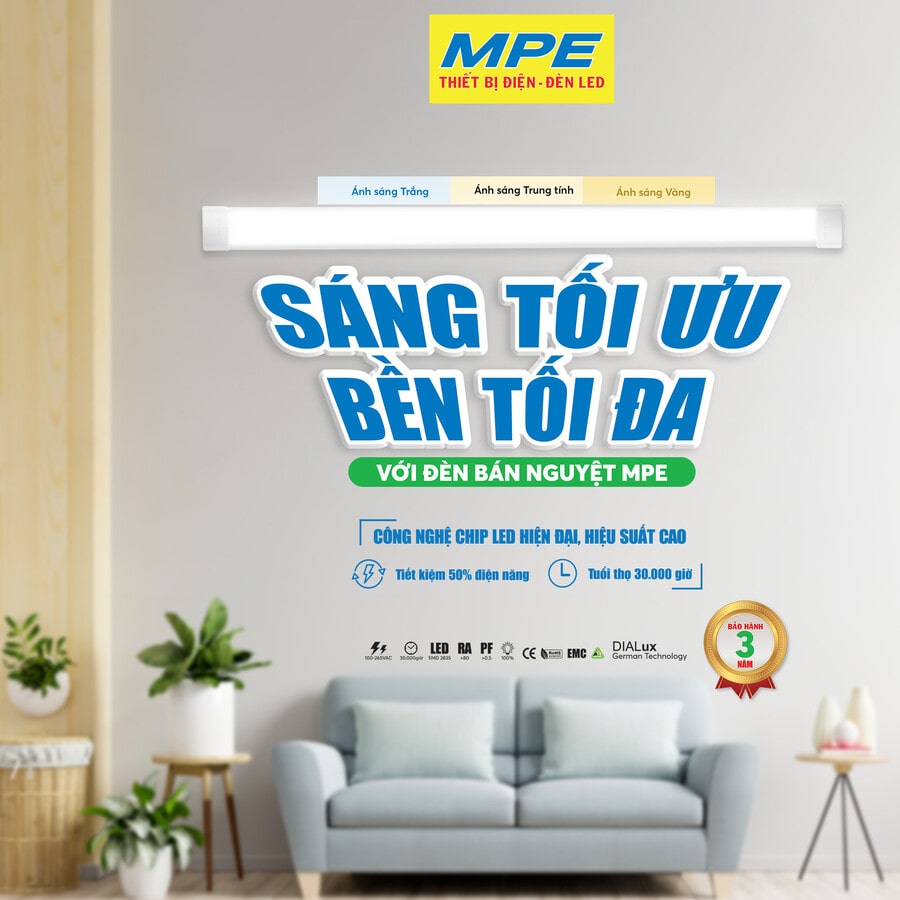 Ưu điểm của đèn LED MPE so với đèn huỳnh quang 2 den tuyp led ban nguyet mpe