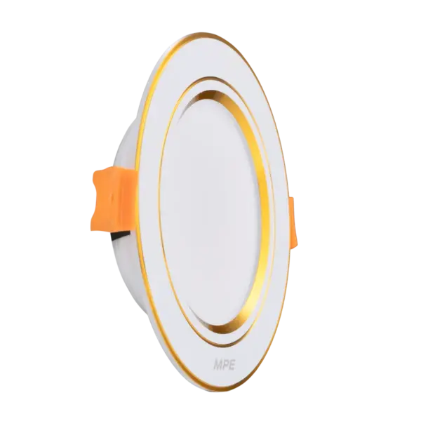 Đèn LED Downlight 9W Ø118 MPE DLV2 viền Vàng