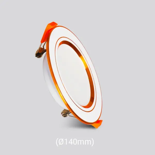 Đèn LED Downlight 3 màu 9W Ø140 MPE DLV2 viền Vàng