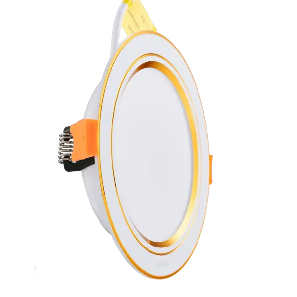 Đèn LED Downlight 9W Ø140 MPE DLV2 viền Vàng