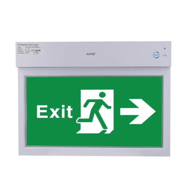 Đèn led exit đa năng 3W MPE EXR/M 1 mặt phải