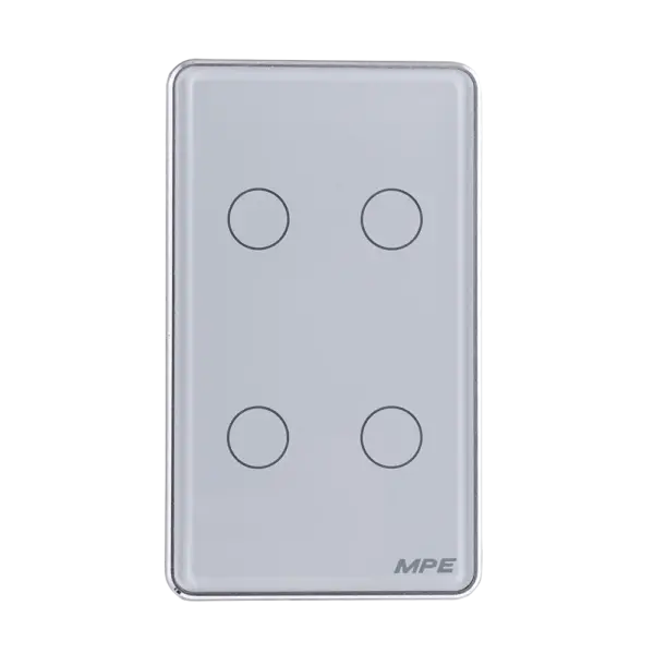 Mặt 4 Công Tắc Màu Trắng Viền Bạc SWW4