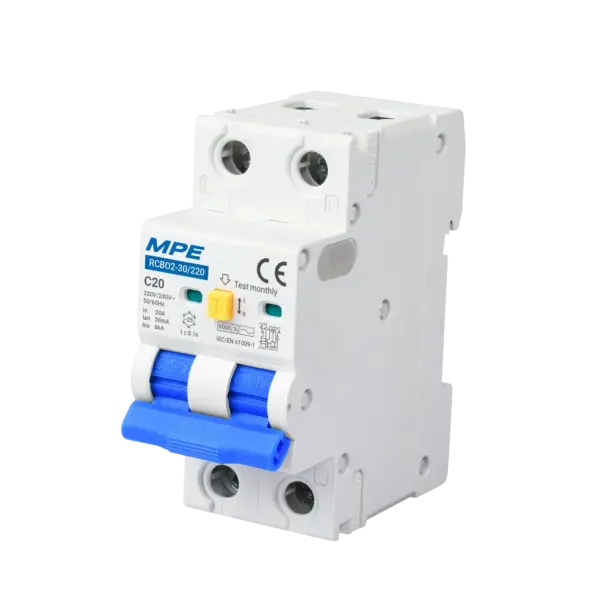 Cầu dao bảo vệ dòng rò quá tải, RCBO2 2 cực, 20A, 30mA, 6kA mã RCBO2-30/220