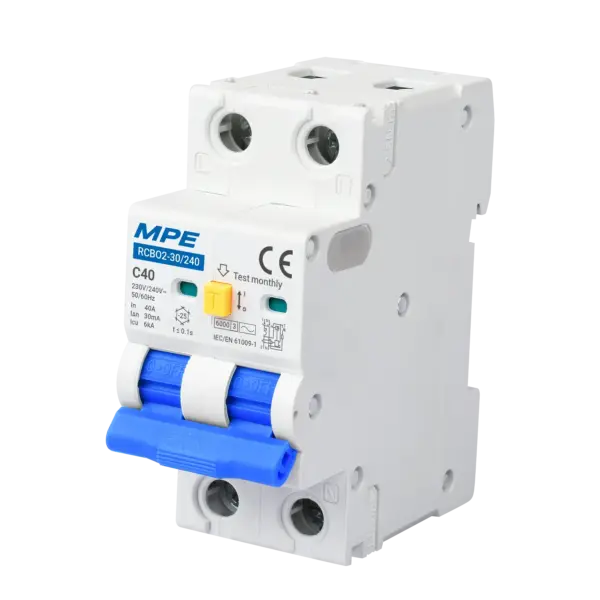 Cầu dao bảo vệ dòng rò quá tải RCBO2, 2 cực, 40A, 30mA, 6kA mã RCBO2-30/240
