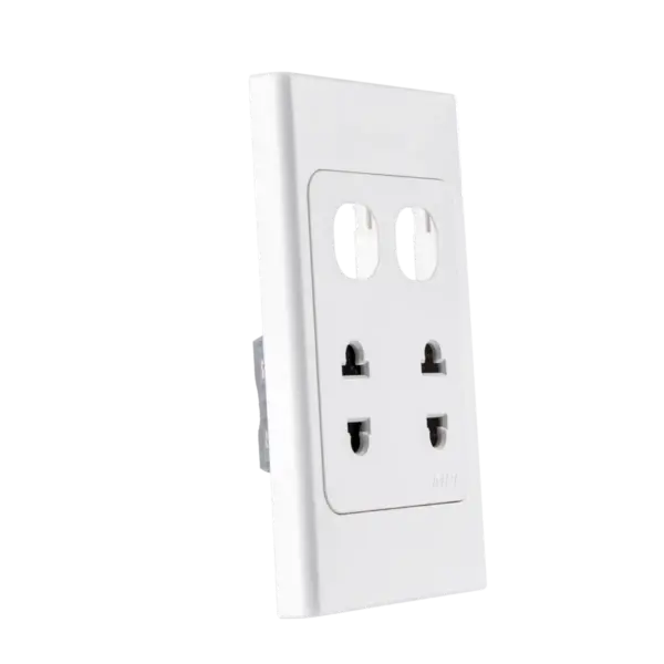 Ổ cắm đôi 2 chấu 16A + 2 Lỗ mã A20US2XXN