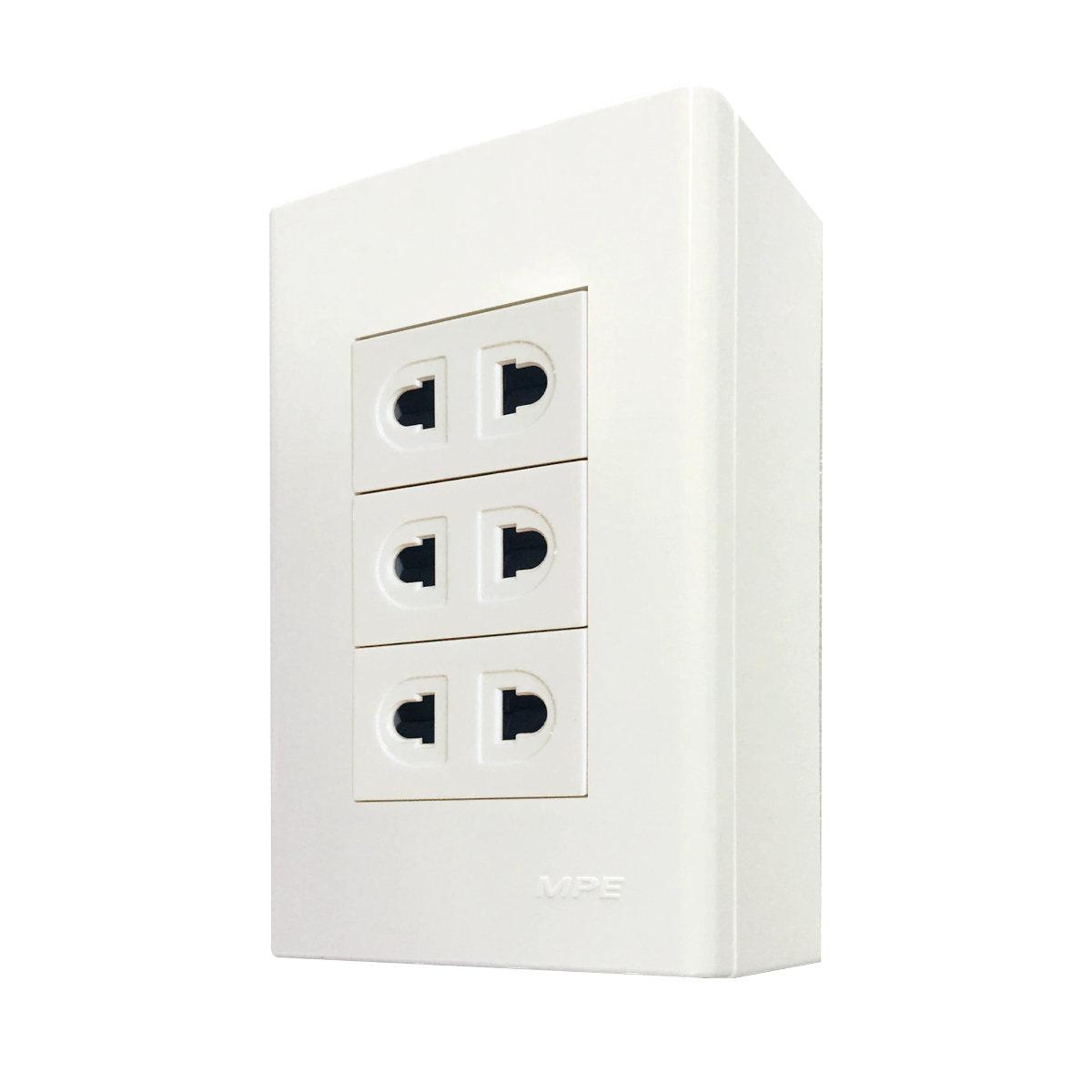 Bộ ổ cắm đơn 3 ổ cắm 2 chấu và đế nổi đơn mã A60B13UV (Vặn vít)