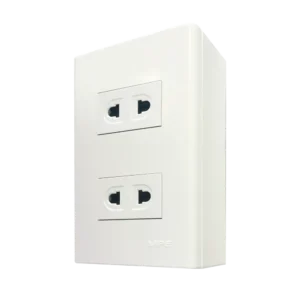 Bộ ổ cắm đơn 2 ổ cắm 2 chấu và đế nổi đơn mã A60B12U