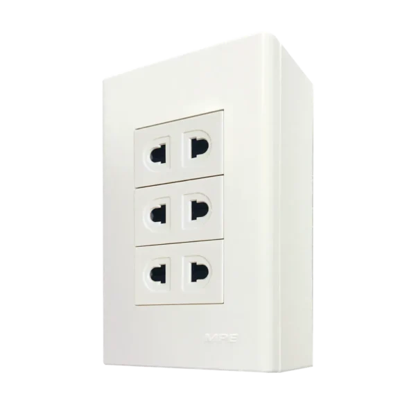 Bộ ổ cắm đơn 3 ổ cắm 2 chấu và đế nổi đơn mã A60B13UV (Vặn vít)