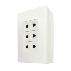 Bộ ổ cắm đơn 3 ổ cắm 2 chấu và đế nổi đơn mã A60B13UV (Vặn vít)