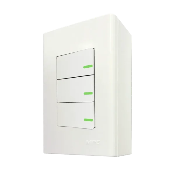 Bộ công tắc đơn 3 công tắc và đế nổi đơn mã A60B13V (Vặn vít)