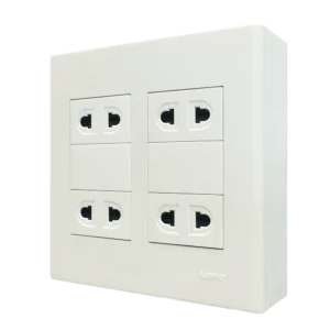 Bộ ổ cắm đôi 4 ổ cắm 2 chấu và đế nổi đôi mã A60B24U