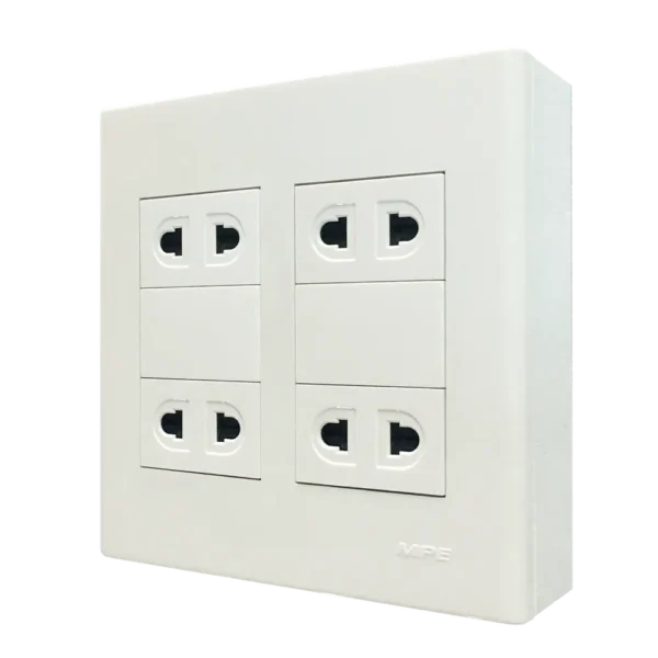 Bộ ổ cắm đôi 4 ổ cắm 2 chấu và đế nổi đôi mã A60B24U