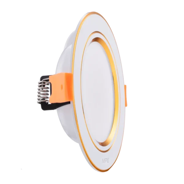LED Downlight âm trần nhôm, viền vàng 7W ánh sáng trắng DLV-7T
