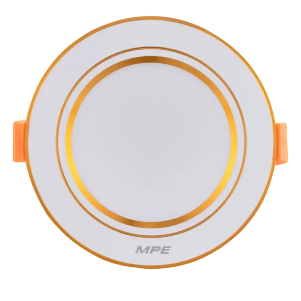 LED Downlight âm trần nhôm, viền vàng 9W, phi lớn, ánh sáng vàng DLVL2-9V