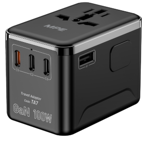 Ổ cắm du lịch đa năng,Tích hợp 3 cổng USB-C, 1 cổng USB-A, sạc nhanh GaN 100W mã TA7