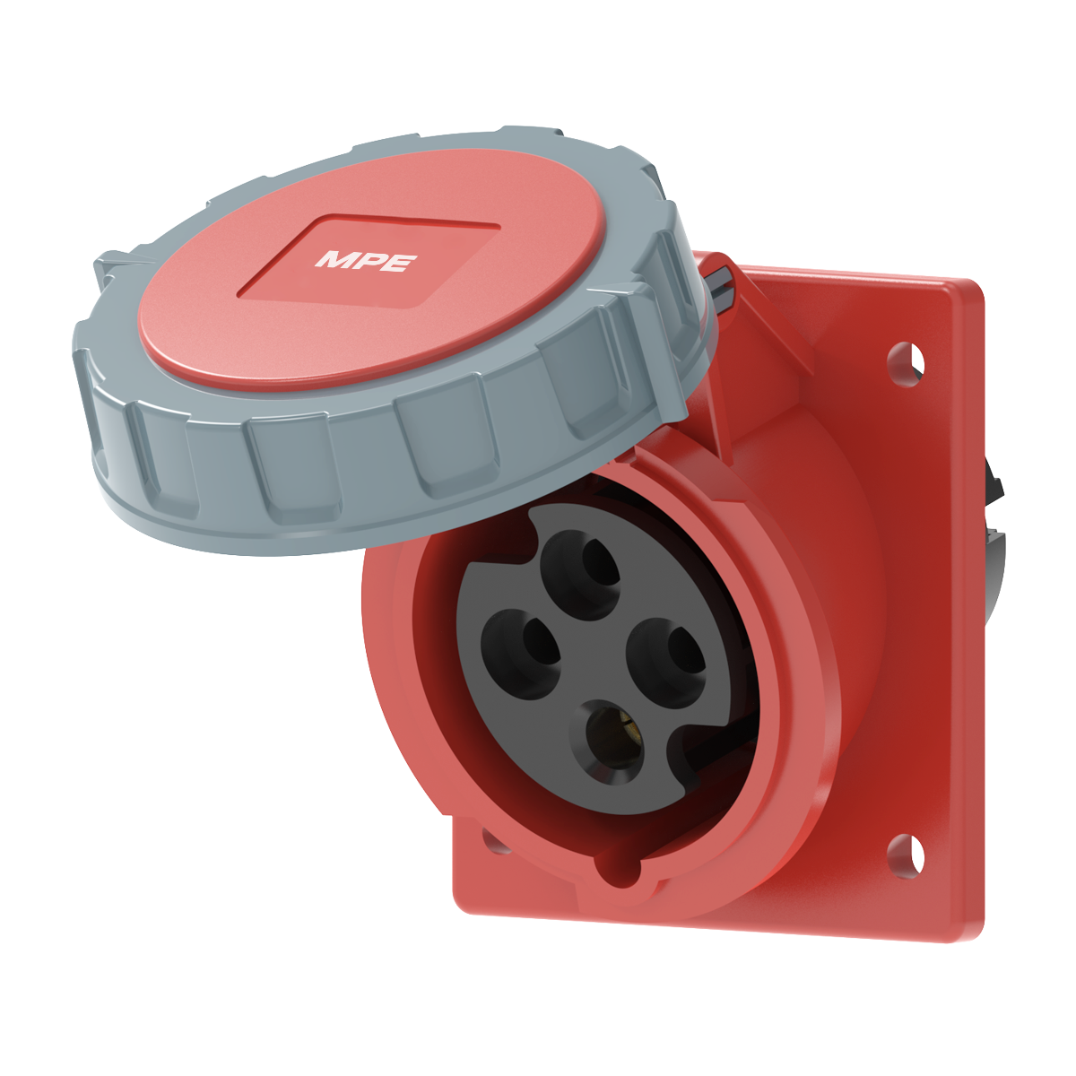 Ổ cắm loại cố định bắt trên bảng điện xéo 4 cực, 16A, IP67 mã MPN2-4142 2 Ổ cắm loại cố định bắt trên bảng điện xéo 4 cực, 16A, IP67 mã MPN2-4142