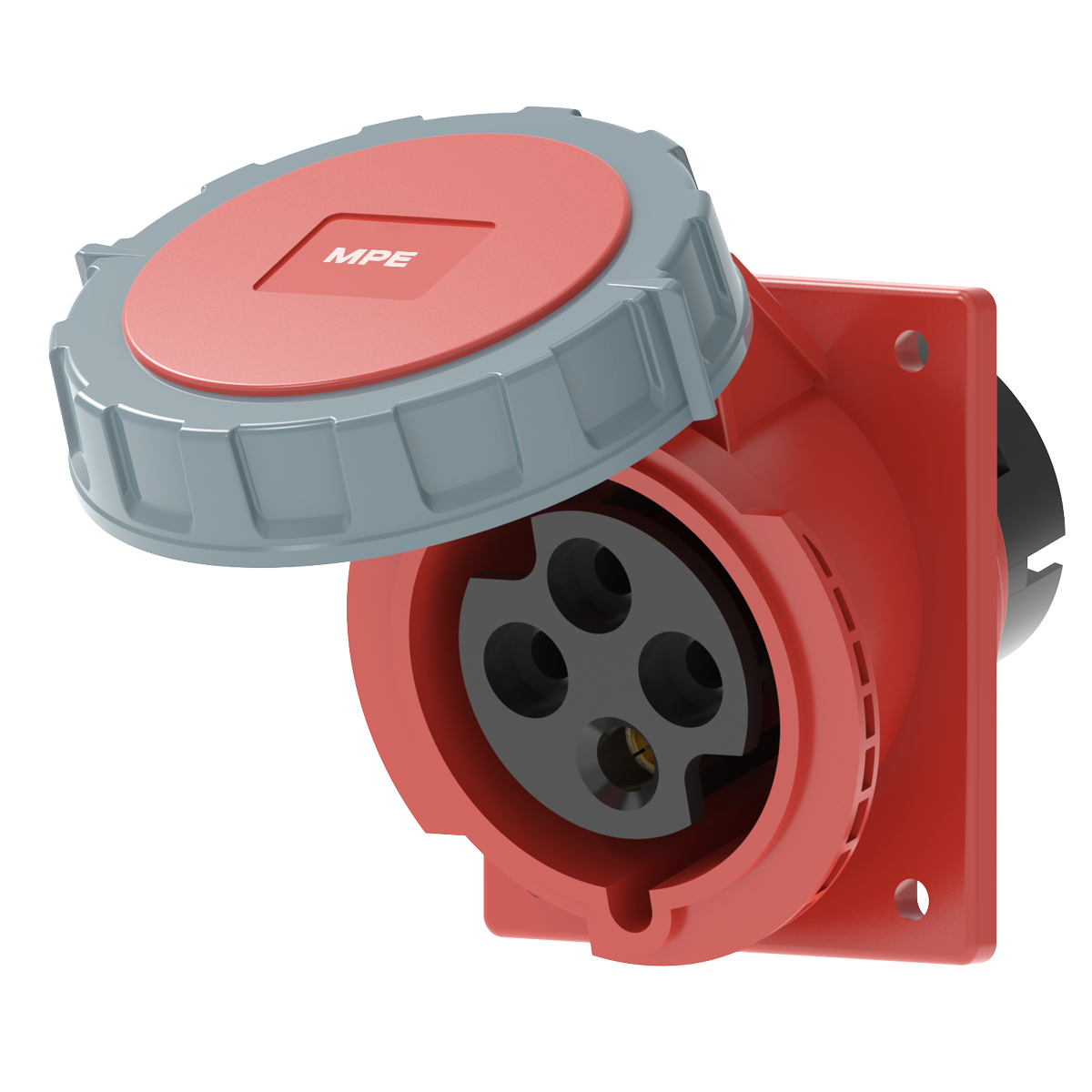 Ổ cắm loại cố định bắt trên bảng điện xéo 4 cực, 32A, IP67 mã MPN2-4242 1 Ổ cắm loại cố định bắt trên bảng điện xéo 4 cực, 32A, IP67 mã MPN2-4242