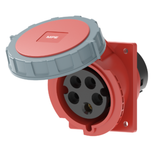 Ổ cắm loại cố định bắt trên bảng điện xéo 5 cực, 32A, IP67 mã MPN2-4252