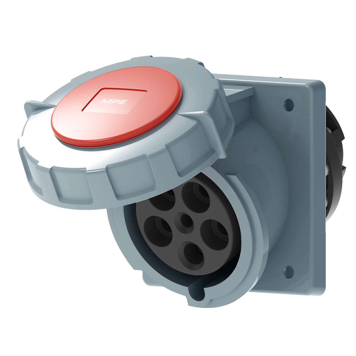 Ổ cắm loại cố định bắt trên bảng điện xéo 5 cực, 63A, IP67 mã MPN2-4352 2 Ổ cắm loại cố định bắt trên bảng điện xéo 5 cực, 63A, IP67 mã MPN2-4352