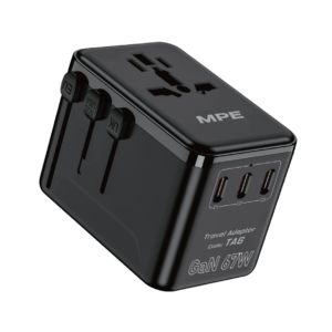 Ổ cắm du lịch đa năng, Tích hợp 3 cổng USB-C, 1 cổng USB-A, sạc nhanh GaN 67W mã TA6