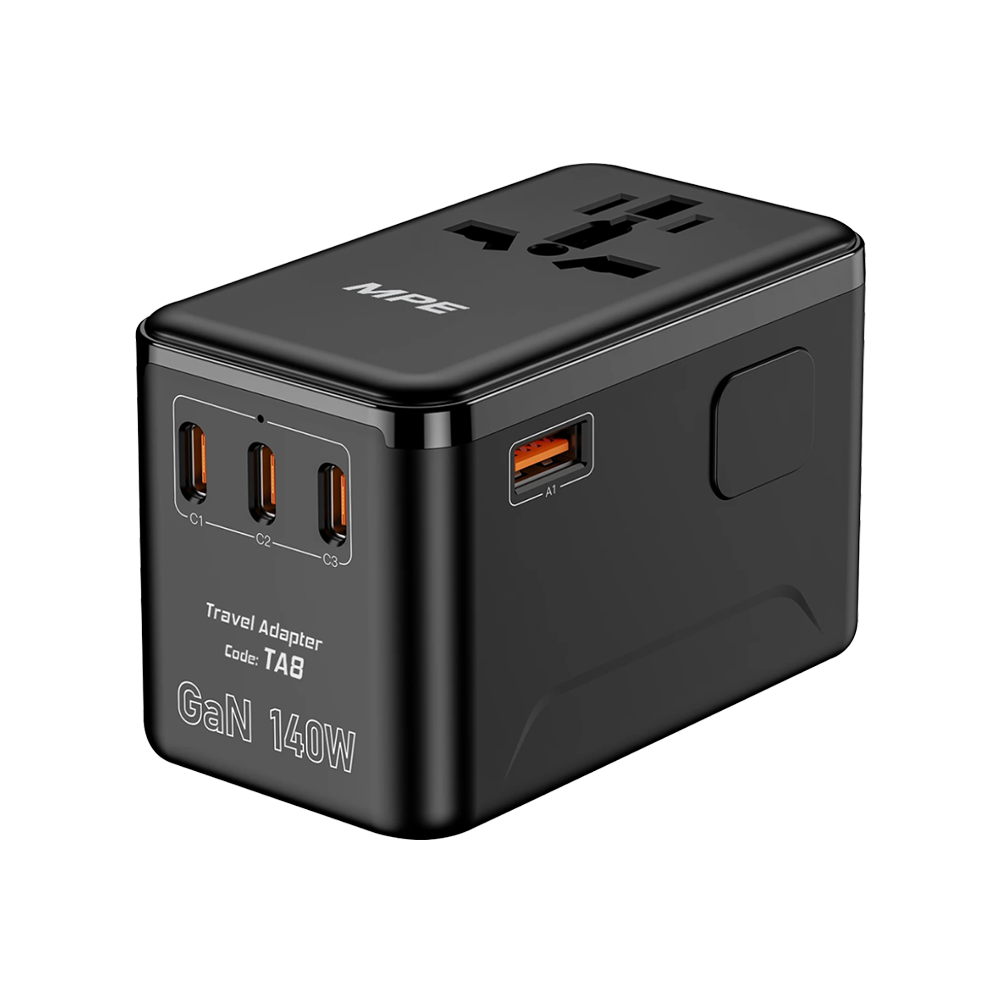 Ổ cắm du lịch đa năng,Tích hợp 3 cổng USB-C, 1 cổng USB-A, sạc nhanh GaN 140W mã TA8 2 Ổ cắm du lịch đa năng,Tích hợp 3 cổng USB-C, 1 cổng USB-A, sạc nhanh GaN 140W mã TA8