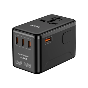 Ổ cắm du lịch đa năng,Tích hợp 3 cổng USB-C, 1 cổng USB-A, sạc nhanh GaN 140W mã TA8