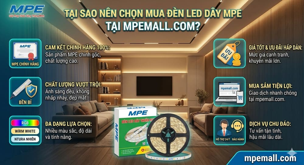 Cách tính số lượng đèn LED dây MPE cho hắt trần thạch cao chuẩn thẩm mỹ 2 vi sao len mua den led mpe tai elmall